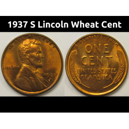 1937 S Lincoln Wheat Cent - antique higher grade S mintmark wheat penny