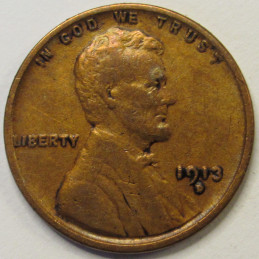 1913 D Lincoln Wheat Cent - antique Denver mintmark American wheat penny 1913 D Lincoln Wheat Cent - antique Denver mintmark American wheat penny