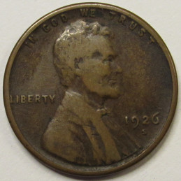 1926 S Lincoln Wheat Cent - antique semi key date S mintmark wheat penny 1926 S Lincoln Wheat Cent - antique semi key date S mintmark wheat penny
