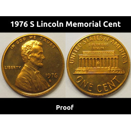 1976 S Lincoln Memorial Cent - Proof S mintmark American penny