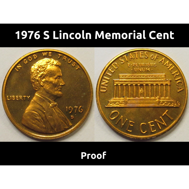 1976 S Lincoln Memorial Cent - Proof S mintmark American penny 1976 S Lincoln Memorial Cent - Proof S mintmark American penny