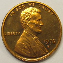 1976 S Lincoln Memorial Cent - Proof S mintmark American penny 1976 S Lincoln Memorial Cent - Proof S mintmark American penny