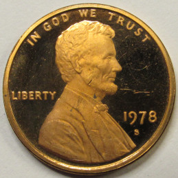 1978 S Lincoln Memorial Cent - Proof - San Francisco mintmark penny 1978 S Lincoln Memorial Cent - Proof - San Francisco mintmark penny