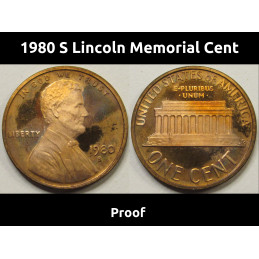 1980 S Lincoln Memorial Cent - Proof - vintage S mintmark penny