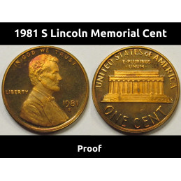 1981 S Lincoln Memorial Cent - Proof - flashy American S mintmark penny