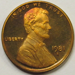 1981 S Lincoln Memorial Cent - Proof - flashy American S mintmark penny 1981 S Lincoln Memorial Cent - Proof - flashy American S mintmark penny