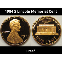 1984 S Lincoln Memorial Cent - Proof - S mintmark American penny