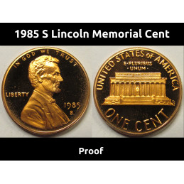 1985 S Lincoln Memorial Cent - Proof - vintage San Francisco mintmark penny