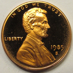 1985 S Lincoln Memorial Cent - Proof - vintage San Francisco mintmark penny 1985 S Lincoln Memorial Cent - Proof - vintage San Francisco mintmark penny