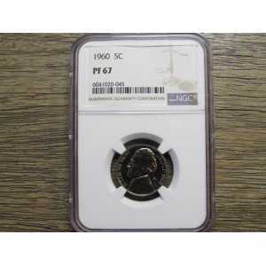 1960 Jefferson Nickel - NGC Graded Proof 67 - vintage professionally certified coin