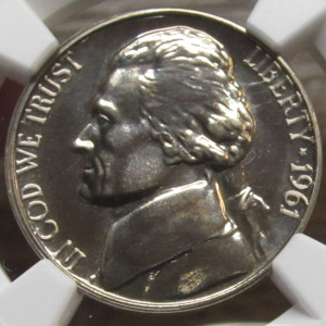1961 Jefferson Nickel - NGC Graded Proof 67 - vintage flashy certified coin