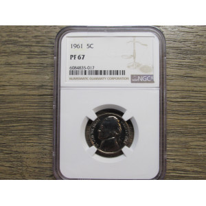 1961 Jefferson Nickel - NGC Graded Proof 67 - vintage flashy certified coin