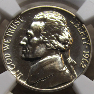 1962 Jefferson Nickel - NGC graded Proof 67 - flashy vintage graded coin