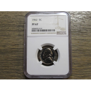 1962 Jefferson Nickel - NGC graded Proof 67 - flashy vintage graded coin