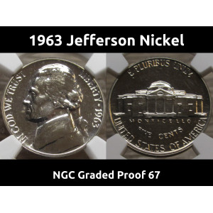 1963 Jefferson Nickel - NGC graded Proof 67 - vintage certified proof coin