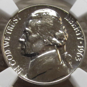 1963 Jefferson Nickel - NGC graded Proof 67 - vintage certified proof coin