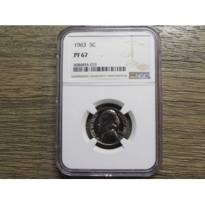 1963 Jefferson Nickel - NGC graded Proof 67 - vintage certified proof coin
