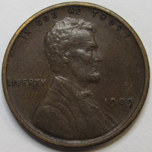 1909 VDB Lincoln Wheat Cent - antique first year of issue American penny coin