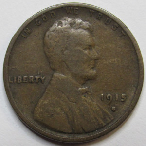 1915 S Lincoln Wheat Cent - antique San Francisco mintmark semi-key date wheat penny