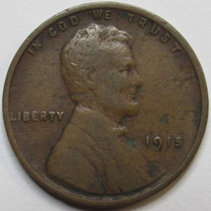 1915 Lincoln Wheat Cent - antique earlier date American wheat penny