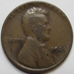 1924 D Lincoln Wheat Cent - antique semi-key date Denver mintmark American wheat penny
