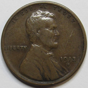 1913 S Lincoln Wheat Cent - antique San Francisco mintmark American wheat penny