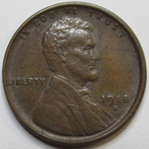 1918 S Lincoln Wheat Cent - antique great condition San Francisco mintmark penny