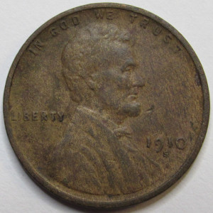 1910 S Lincoln Wheat Cent - antique better date San Francisco mintmark wheat penny