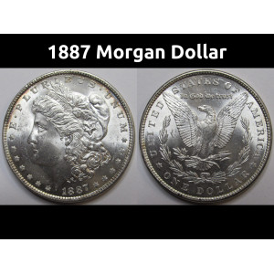 1887 Morgan Dollar - high grade uncirculated American silver dollar