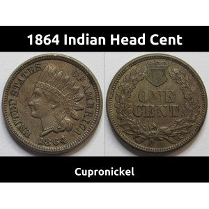 1864 Indian Head Cent - Cupronickel - antique higher grade Civil War era penny