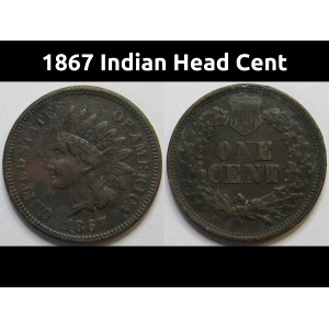 1867 Indian Head Cent - antique better grade Reconstruction era American penny