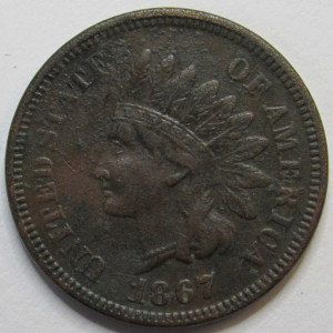 1867 Indian Head Cent - antique better grade Reconstruction era American penny