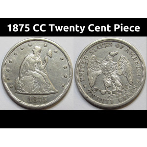 1875 CC Twenty Cent Piece - antique great condition odd denomination Carson City mint coin