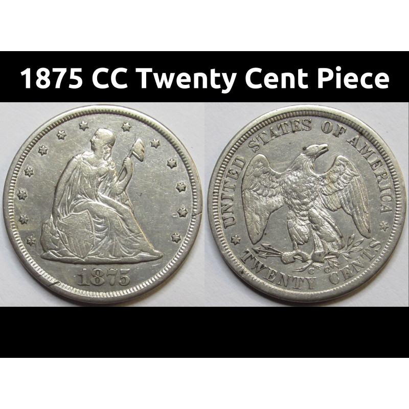 1875 CC Twenty Cent Piece - antique great condition odd denomination Carson City mint coin