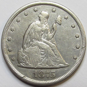 1875 CC Twenty Cent Piece - antique great condition odd denomination Carson City mint coin