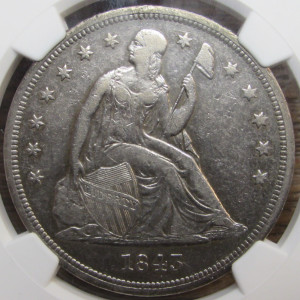 1843 Seated Liberty Dollar - NGC Graded - antique American silver dollar coin