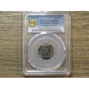 1861 Seated Liberty Half Dime - PCGS Graded 1 over 0 overdate - certified coin