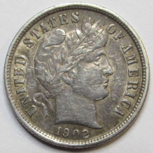 1902 S Barber Dime - antique San Francisco mintmark American silver dime coin