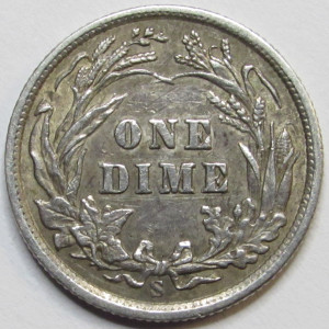 1902 S Barber Dime - antique San Francisco mintmark American silver dime coin