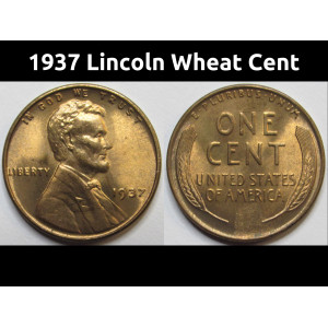 1937 Lincoln Wheat Cent - high grade uncircualated American wheat penny