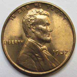 1937 Lincoln Wheat Cent - high grade uncircualated American wheat penny