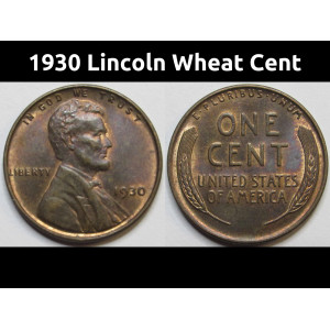 1930 Lincoln Wheat Cent - antique uncirculated American wheat penny