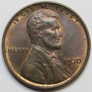 1930 Lincoln Wheat Cent - antique uncirculated American wheat penny