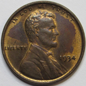 1934 Lincoln Wheat Cent - antique uncirculated American wheat penny coin
