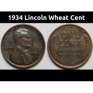1934 Lincoln Wheat Cent - antique uncirculated American wheat penny