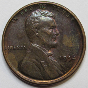 1934 Lincoln Wheat Cent - antique uncirculated American wheat penny
