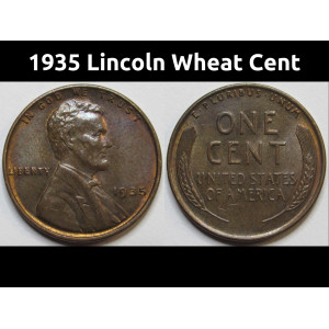 1935 Lincoln Wheat Cent - antique uncirculated American wheat penny