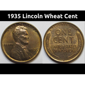 1935 Lincoln Wheat Cent - antique Great Depression era American wheat penny