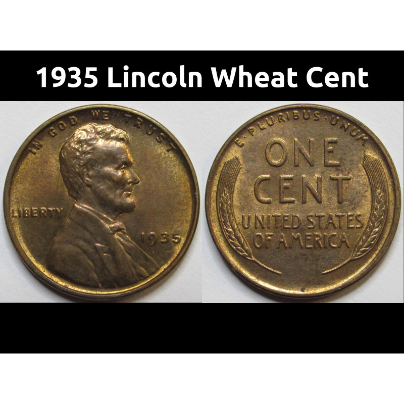 1935 Lincoln Wheat Cent - antique Great Depression era American wheat penny