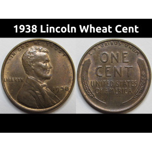 1938 Lincoln Wheat Cent - antique Great Depression era American penny